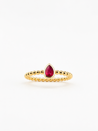 Anillo de rubi en gota oro 14k