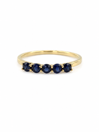 Anillo de 5 zafiros en oro 14k