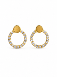 Aretes silueta diamantes naturales en oro 14k