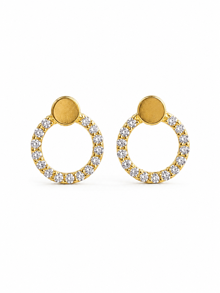 Aretes silueta diamantes naturales en oro 14k