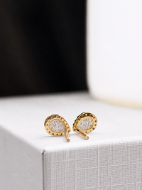 Arete gota diamantes naturales en oro 14k
