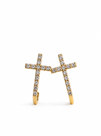 Aretes de cruz con diamantes naturales en oro 14k