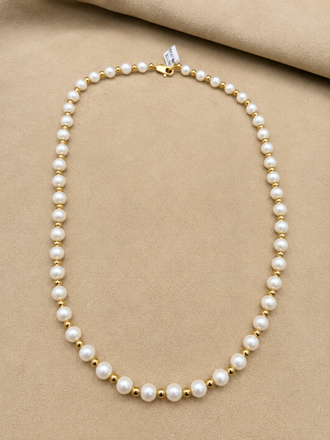 Collar de perla natural con broche oro 10k y bolitas gold filled