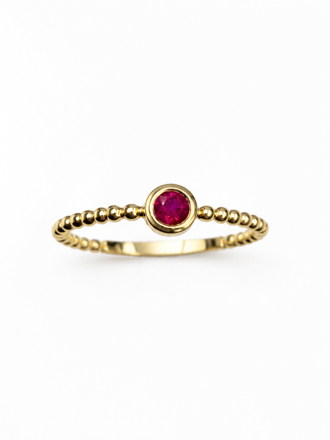 Anillo con mini rubi en oro 14k
