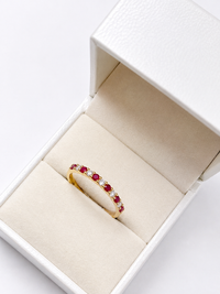 Anillo churumbella rubi y diamantes en oro 14k