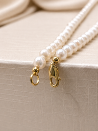 Collar de perla con broche oro 10k y bolitas gold filled