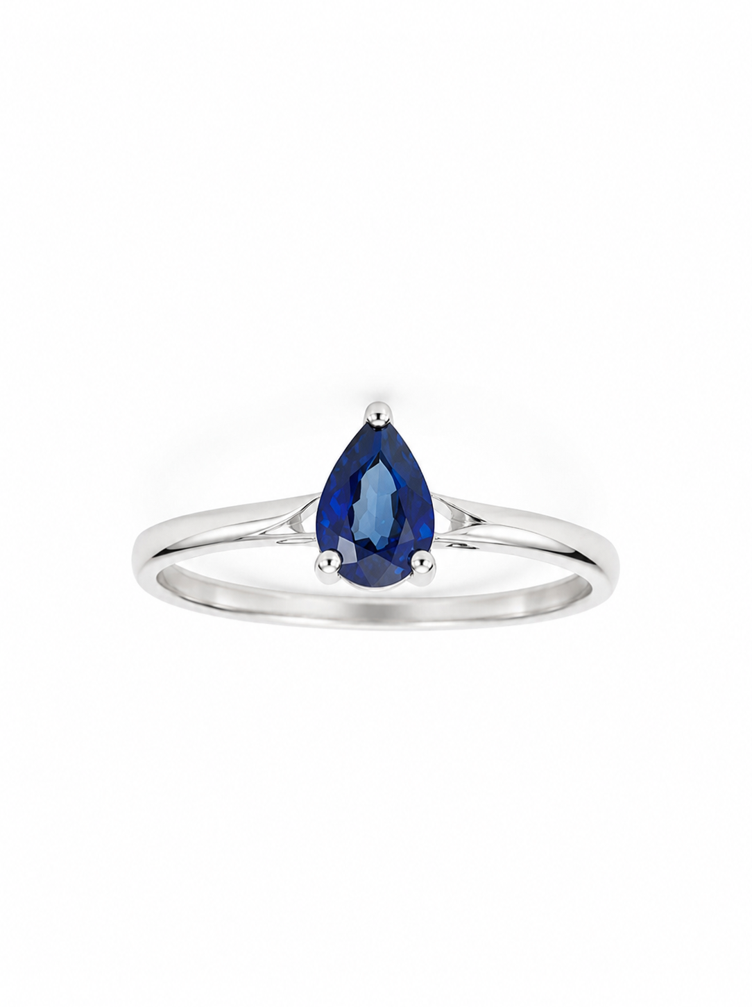 Anillo de zafiro gota en oro blanco 14k