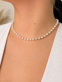 Collar de perla natural con broche oro 10k y bolitas gold filled