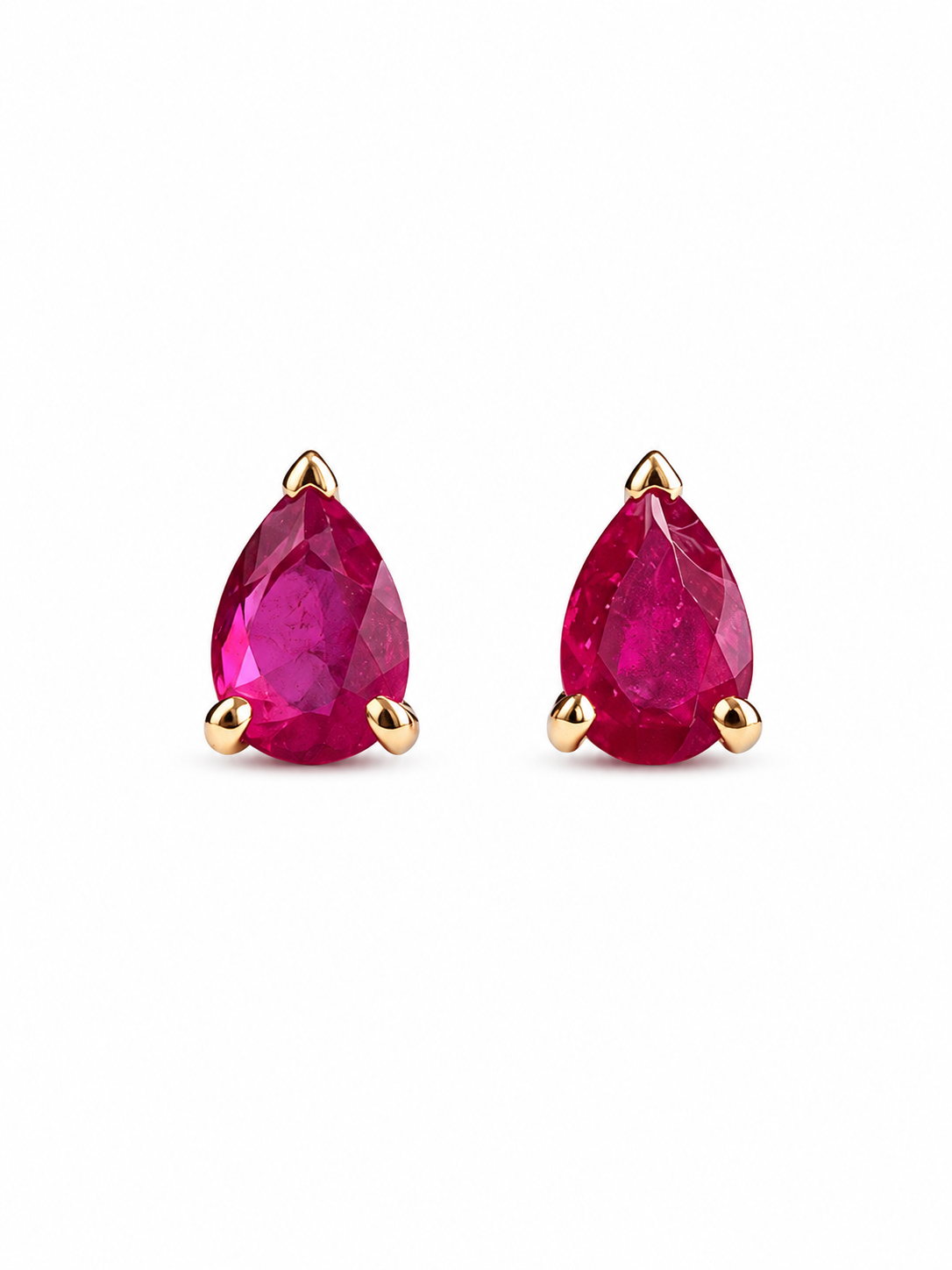 Arete mini gota de rubí en oro 14k