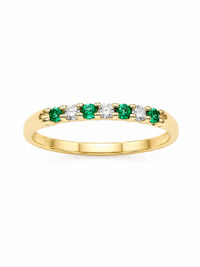 Anillo churumbella de esmeralda y diamantes en oro 14k