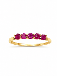 Anillo 5 rubíes en oro amarillo 14k
