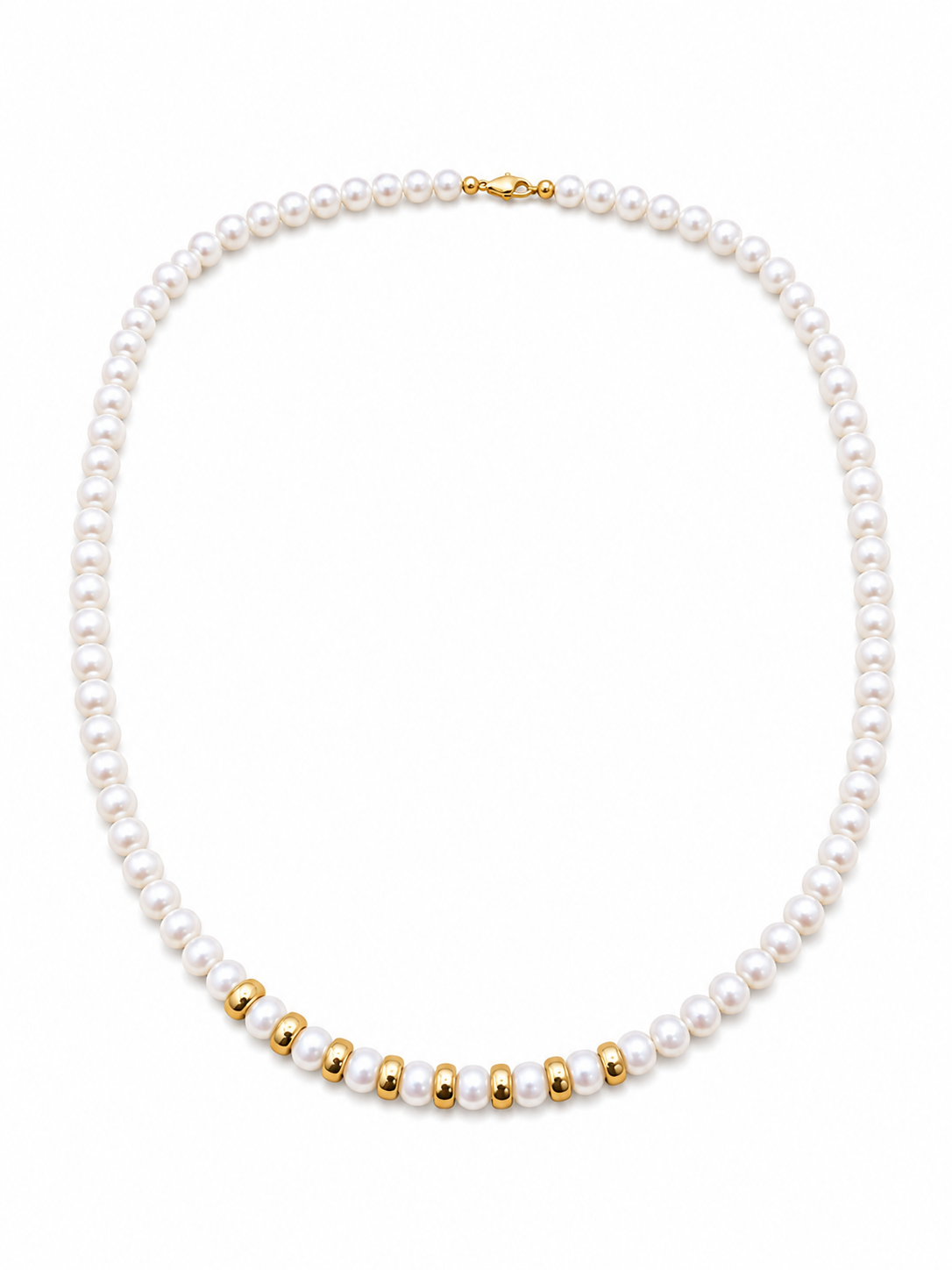 Collar de perla con broche oro 10k y bolitas gold filled
