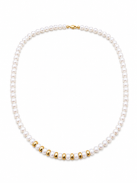 Collar de perla con broche oro 10k y bolitas gold filled