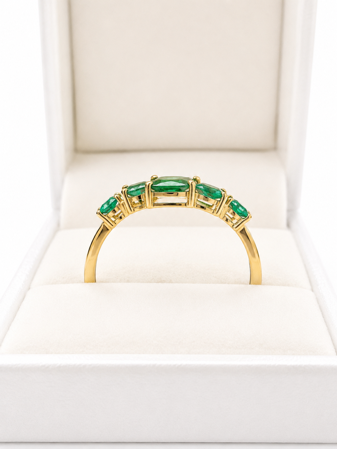 Anillo de esmeralda gotas en oro 14k