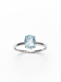 Anillo aguamarina oval en oro 14k