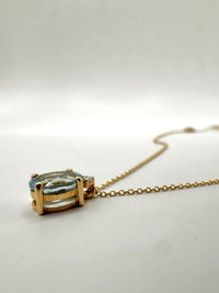 Gargantilla aguamarina con diamante oro 14k