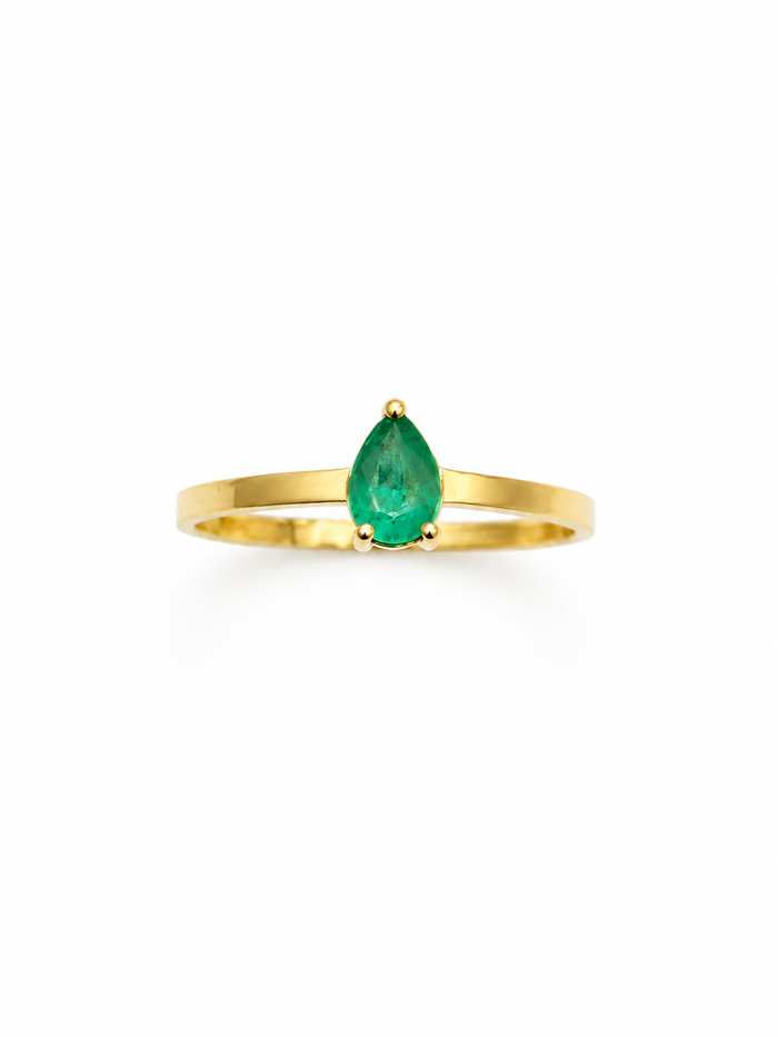 Anillo Gota de esmeralda en oro 14k