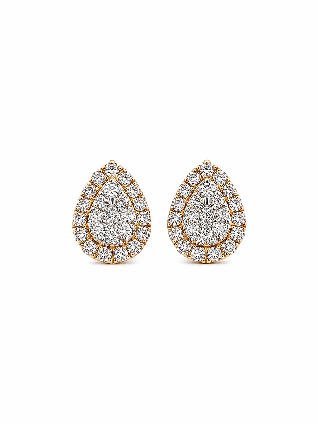 Arete gota diamantes naturales en oro 14k