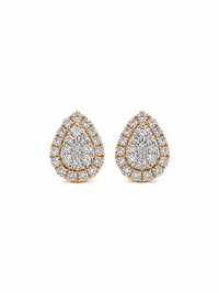 Arete gota diamantes naturales en oro 14k