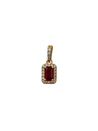 Dije de rubí con diamantes naturales en oro de 14k