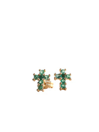 Arete cruz de esmeralda en oro 14k
