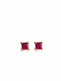 Arete mini de rubí en oro 10k