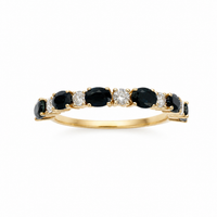 Anillo de zafiro con diamantes naturales en oro 10k