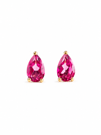 Arete de gota Turmalina Rosa en oro 14k