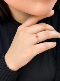 Anillo de rubi en gota oro 14k
