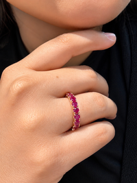 Anillo churumbella de Rubi en oro rosa 14k