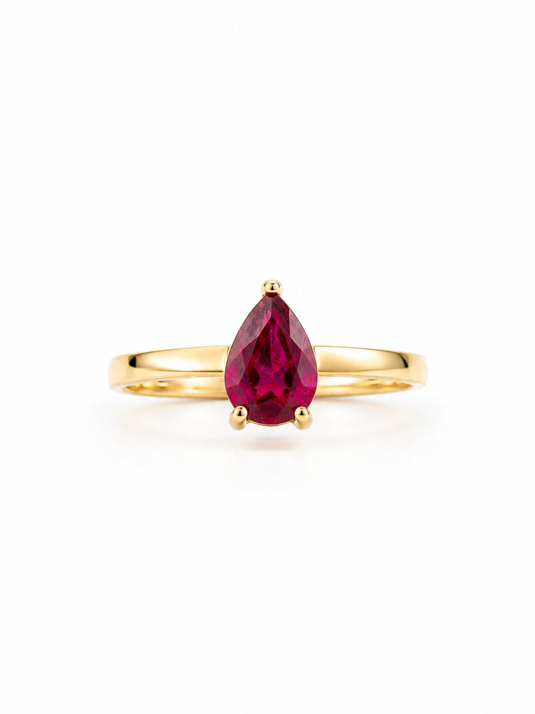 Anillo de rubi en gota oro 14k