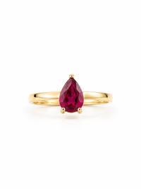 Anillo de rubi en gota oro 14k