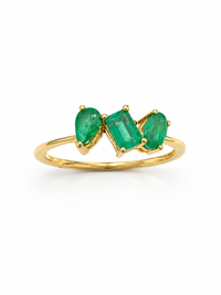 Anillo de esmeralda natural en oro 14k