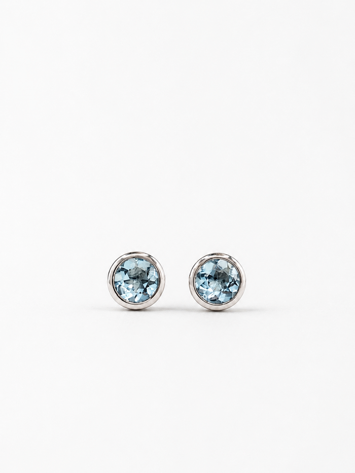 Aretes de Aguamarina en oro blanco 14k