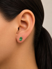 Arete oval de esmeralda en oro 14k