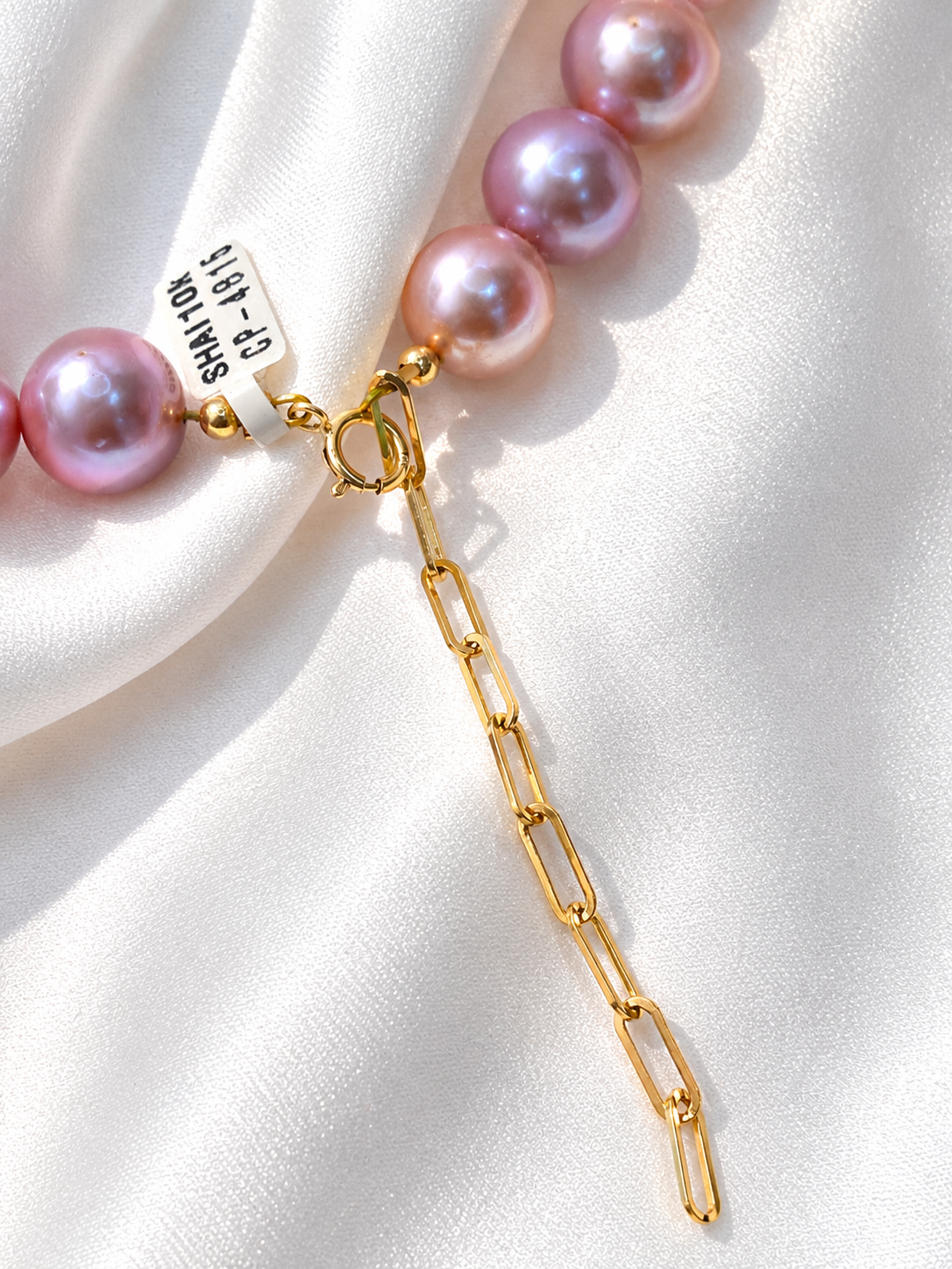 Collar de perla con broche y extensión oro 10k