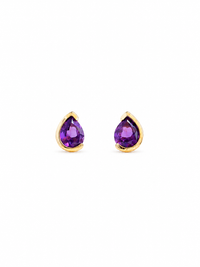 Arete mini gota medio biselado en oro 14k