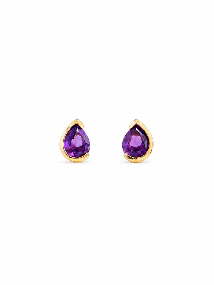 Arete mini gota medio biselado en oro 14k