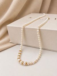 Collar de perla con broche oro 10k y bolitas gold filled
