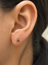 Arete cangrejo zafiro en oro 14k
