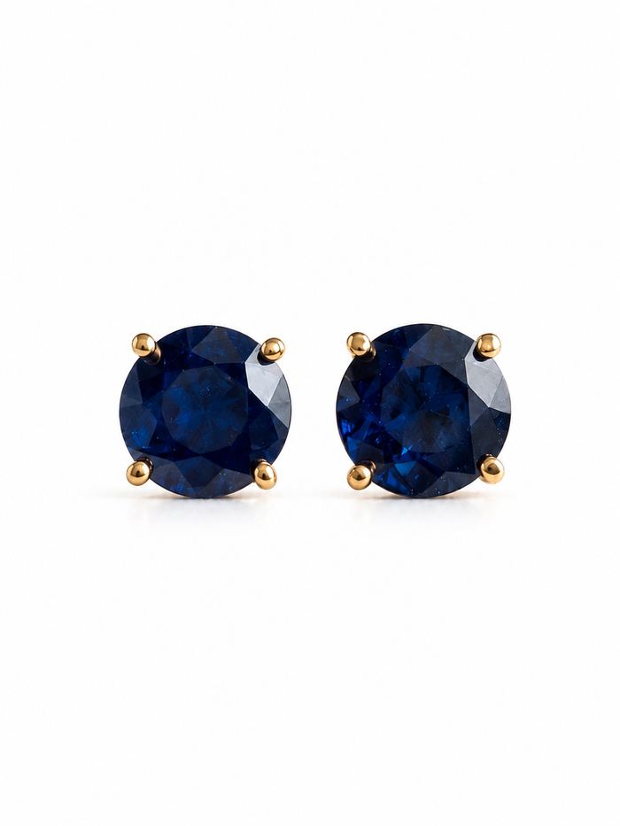 Arete de zafiro natural en oro 14k