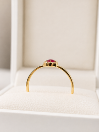Anillo mini rubi con halo diamantes en oro 14k