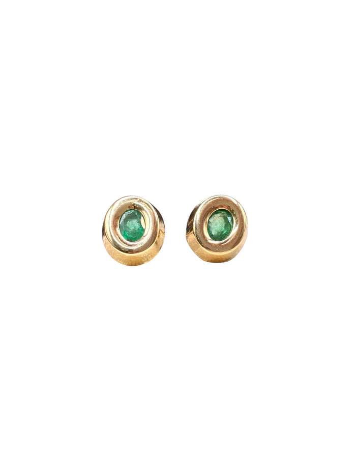 Arete biselado de esmeralda en oro 14k