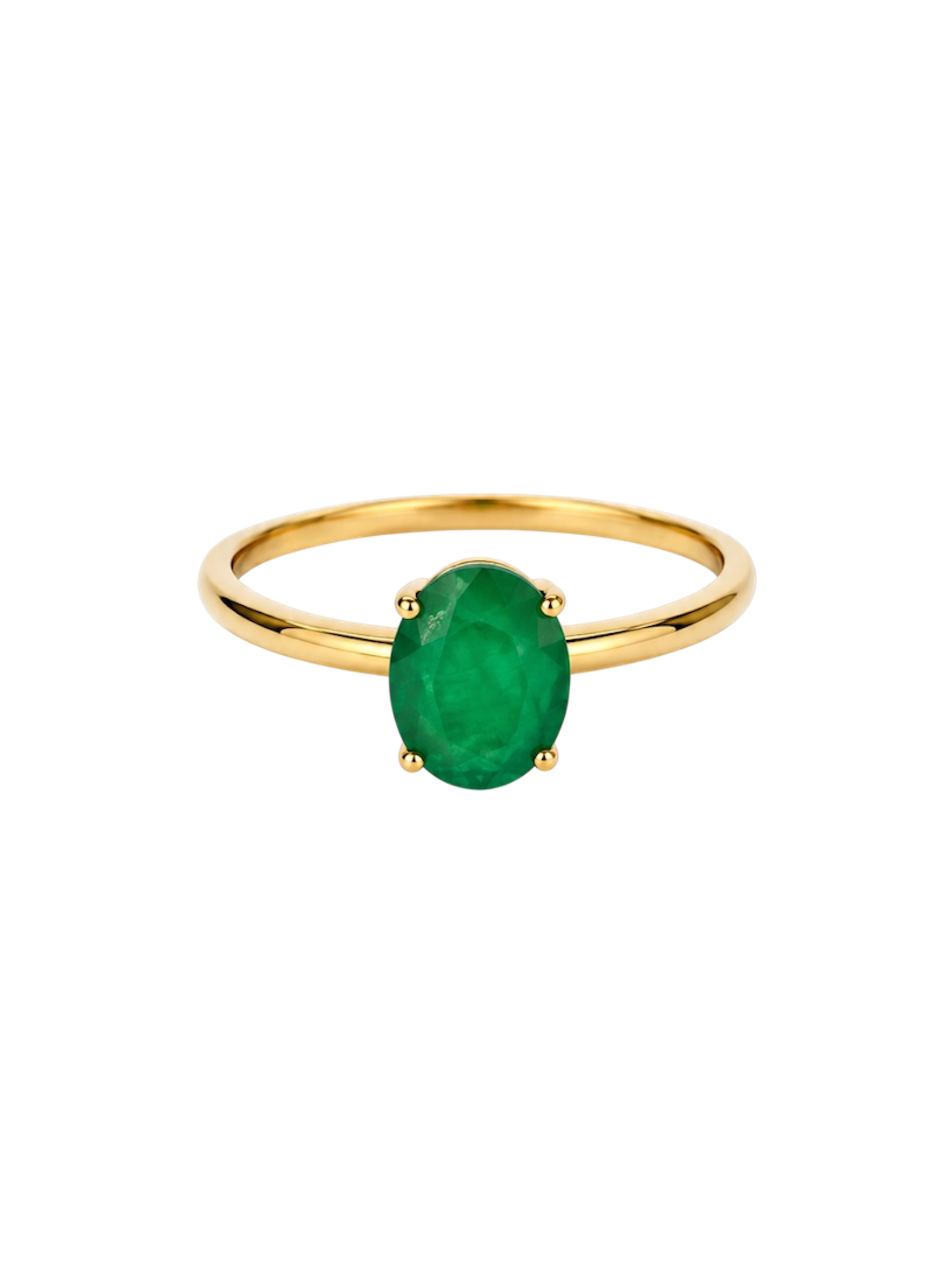 Anillo oval de esmeralda en oro 14k