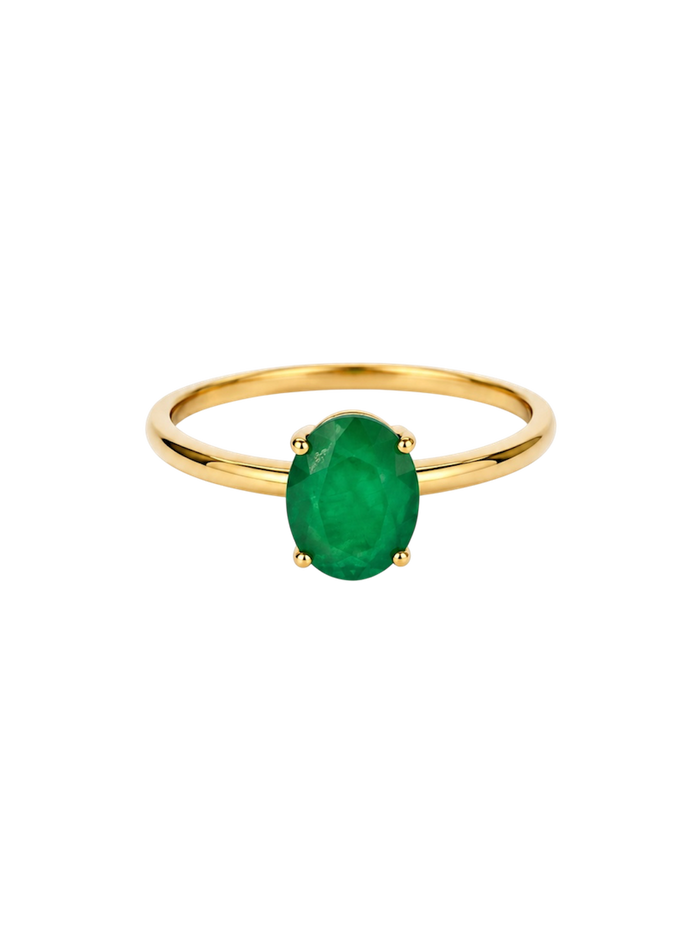 Anillo oval de esmeralda en oro 14k