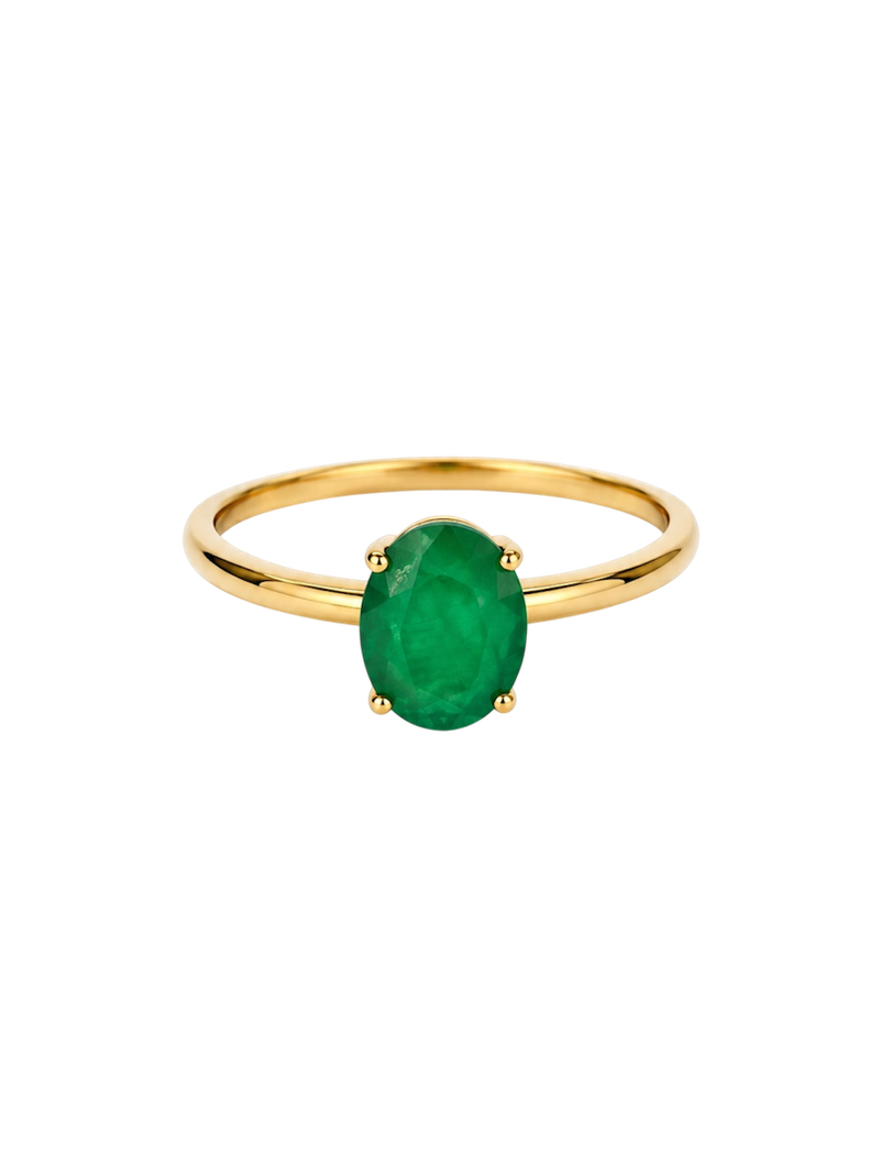 Anillo oval de esmeralda en oro 14k