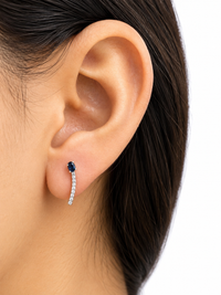 Arete de zafiro con diamantes naturales en oro 14k