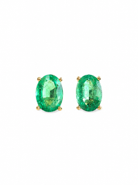 Arete oval de esmeralda en oro 14k