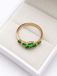 Anillo de esmeralda gotas en oro 14k