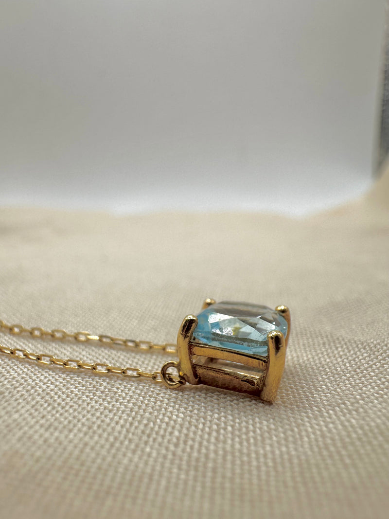 Gargantilla Aguamarina 14K